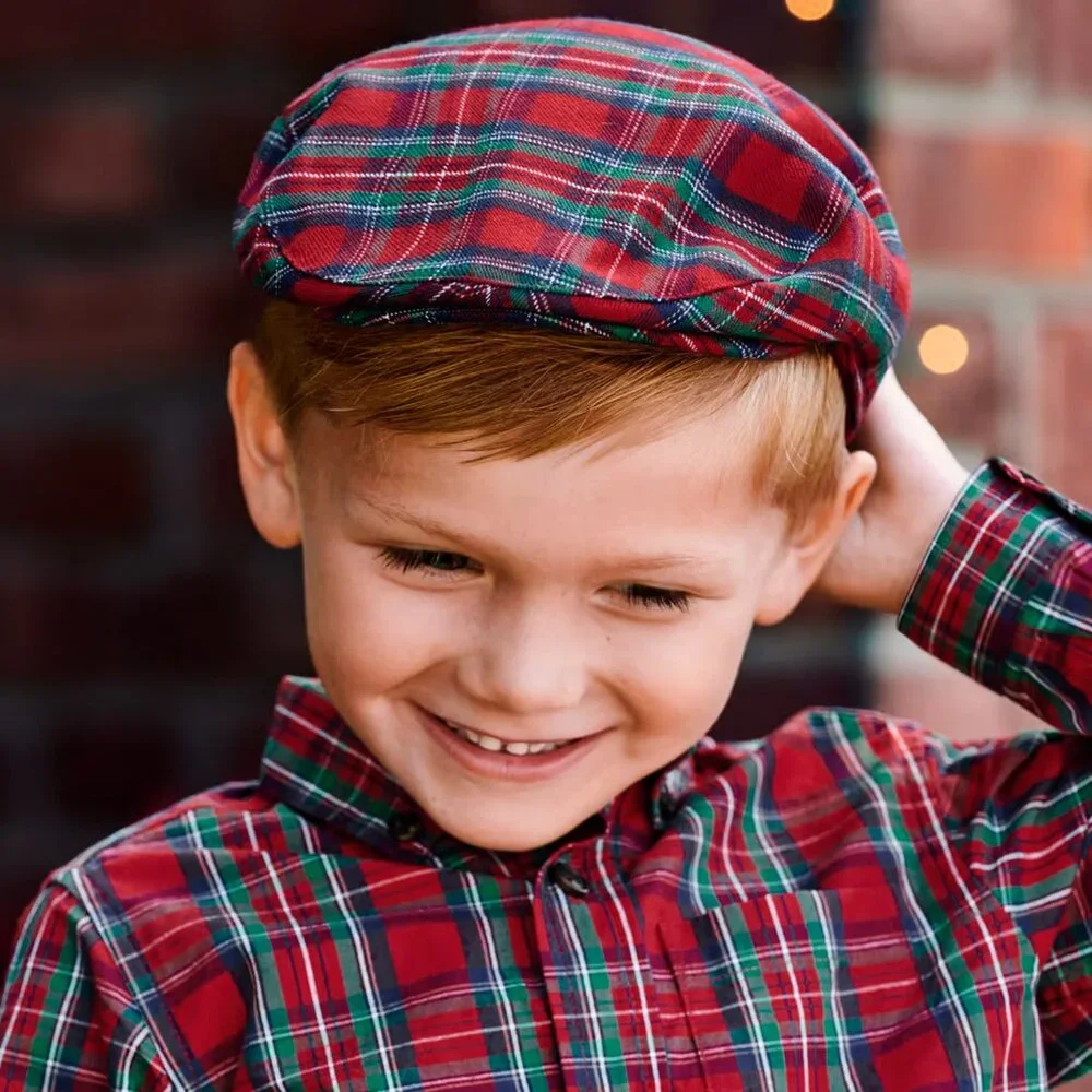 Gymboree holiday plaid newsboy hat and pants 6-8Y NWT